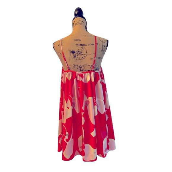 SHEIN Red and White Tie Neck Sundress Size Large New without Tags - Picture 4 of 7